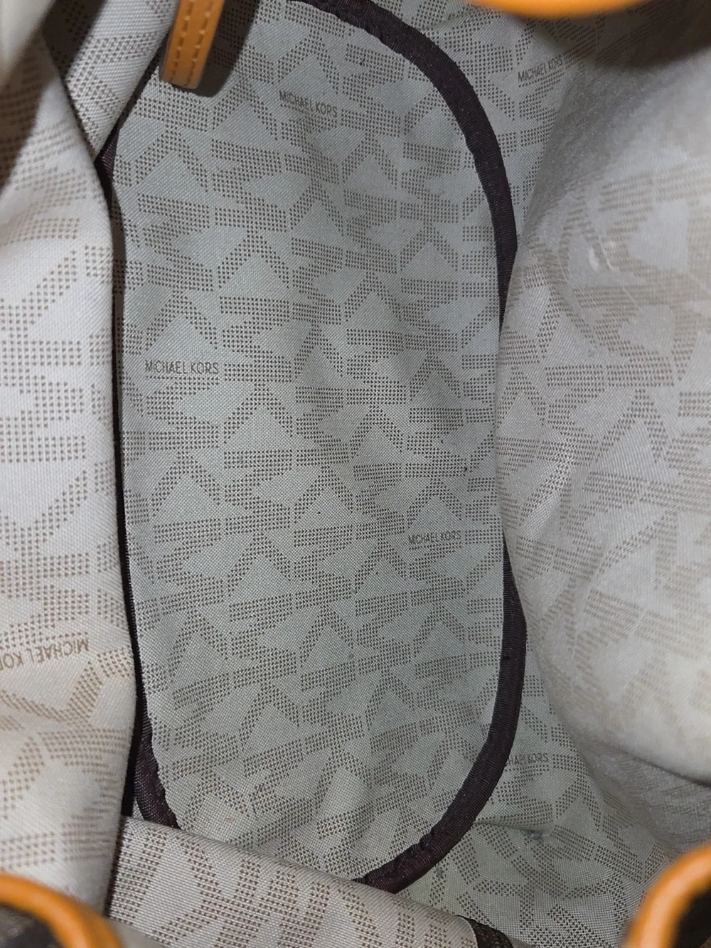 Michael Kors Brown MK Monogram Drawstring Tote